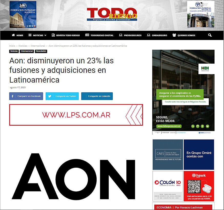 Aon: disminuyeron un 23% las fusiones y adquisiciones en Latinoamrica